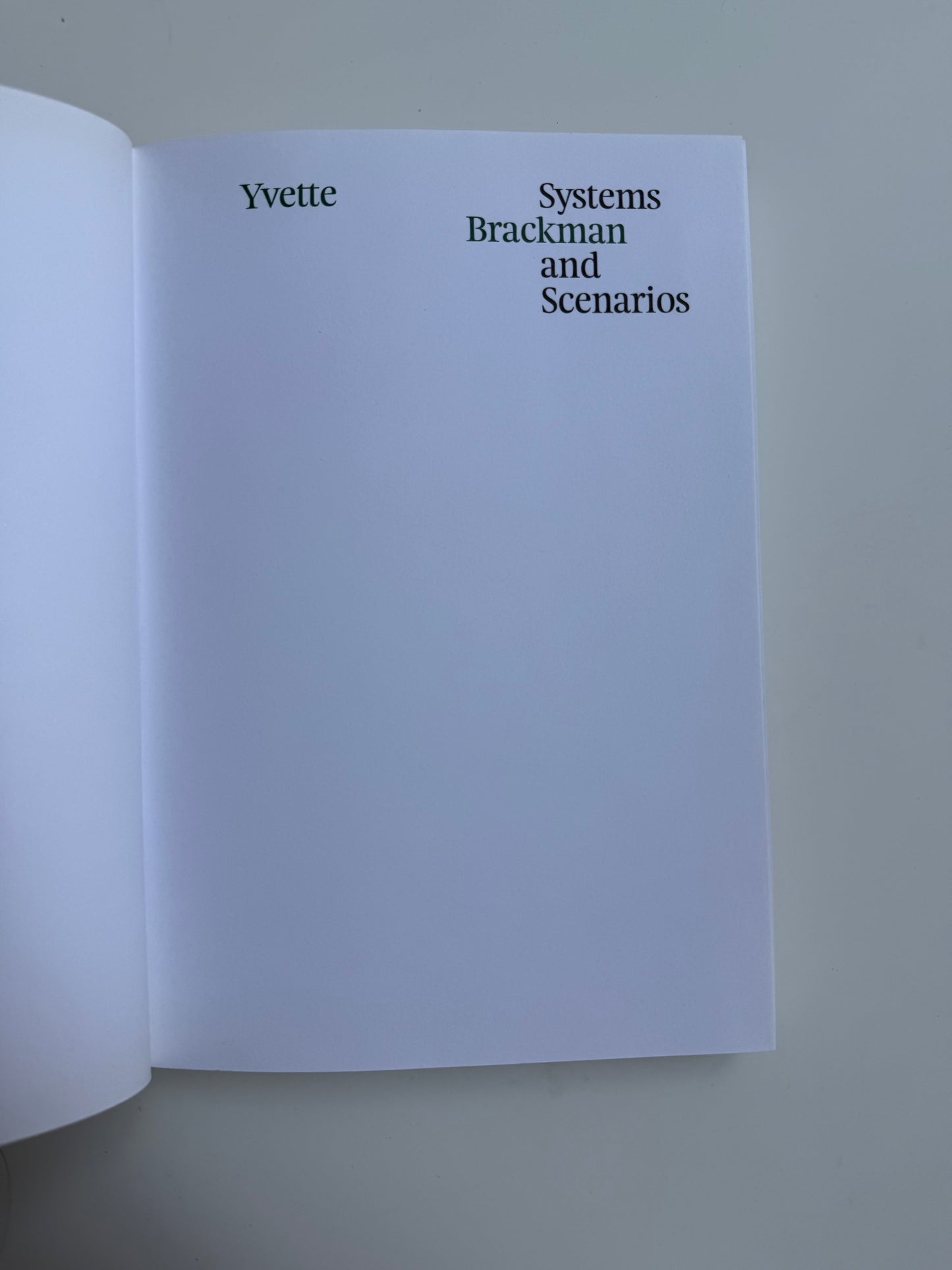 Yvette Brackman: Systems And Scenarios