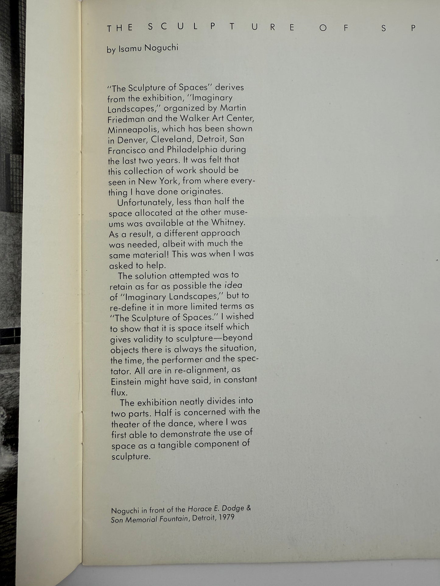 Isamu Noguchi, The sculpture of spaces